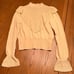 ZARA Crochet Tonal Ruffle Long Bell Sleeves Knit Sweater in Cream Size Large