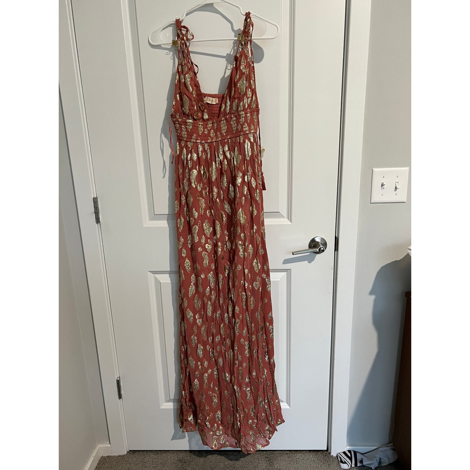 Altar'd State Maxi Dress Peach/Gold - NWT - Size Small