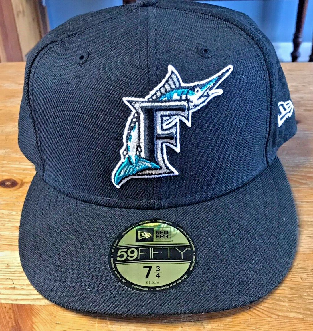 Florida Marlins New Era Black Cooperstown Collection 59FIFTY Fitted Hat 7 3/4