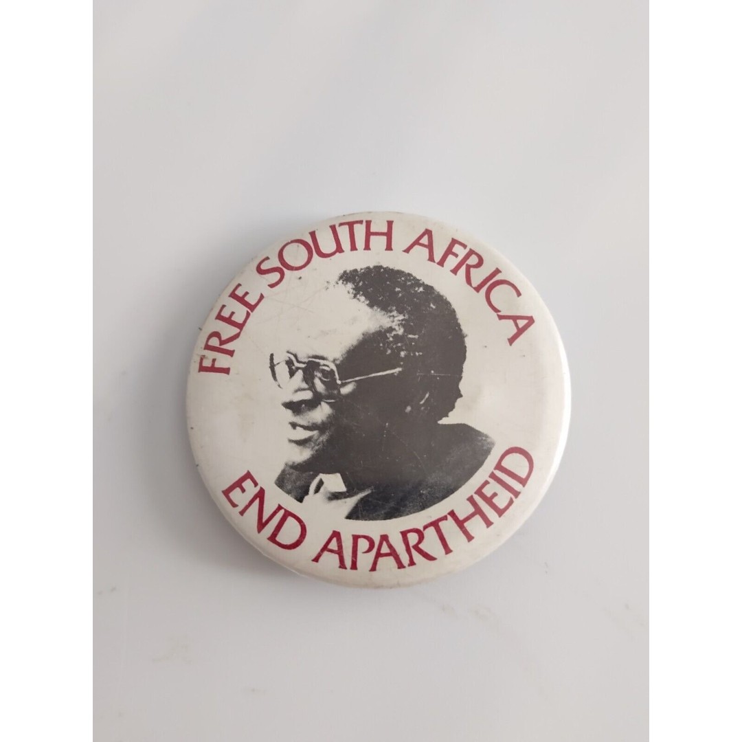 Vintage Free South Africa Civil Rights End Apartheid Justice Protest Button Pin