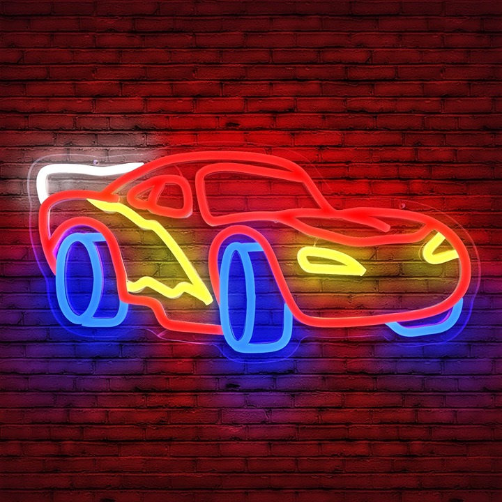 Car Neon Sign for Wall Decor Dimmable Racing Car Neon Sign Led Neon