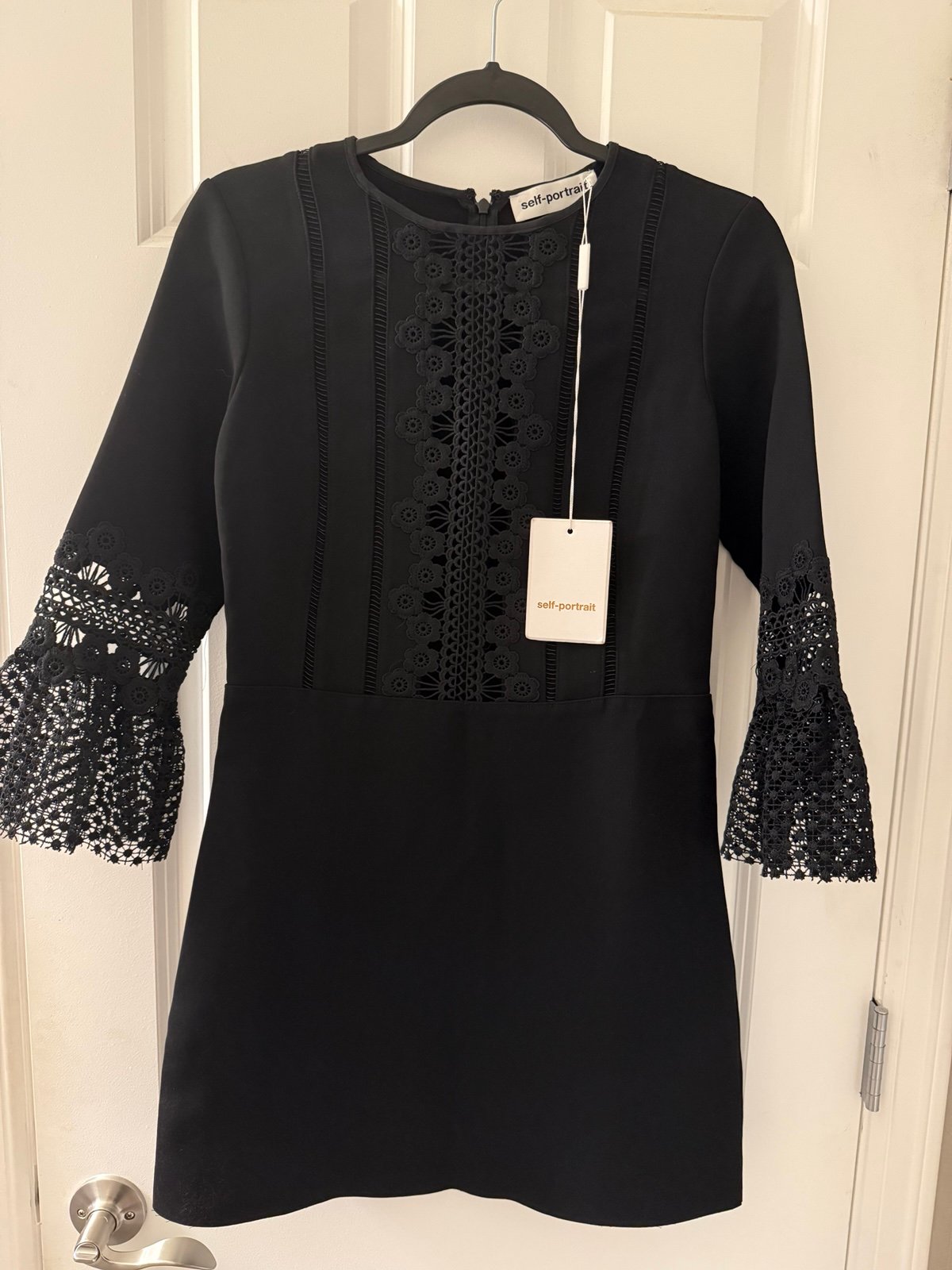 SELF-PORTRAIT Black Bell Sleeve Shift Dress NWT - Size US 4