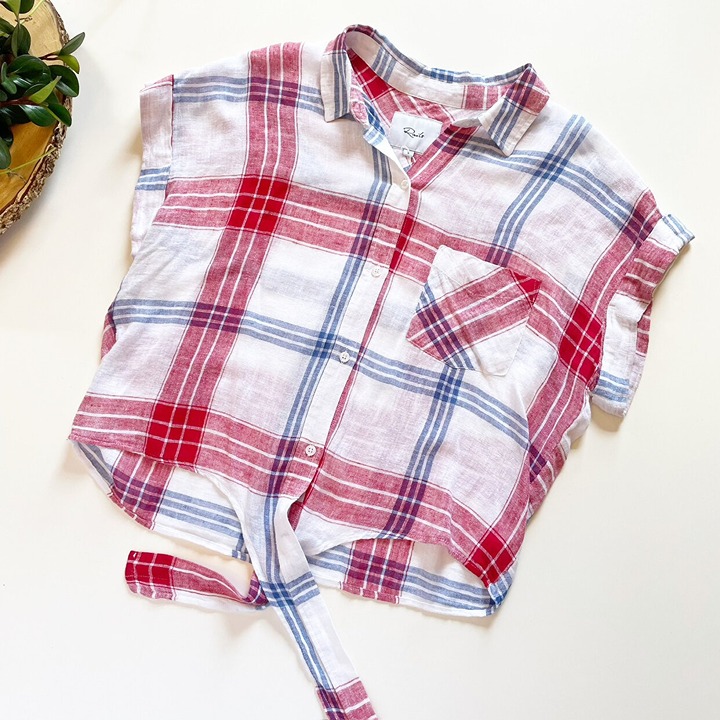 • RAILS Amelie Linen Blend Plaid Shirt •