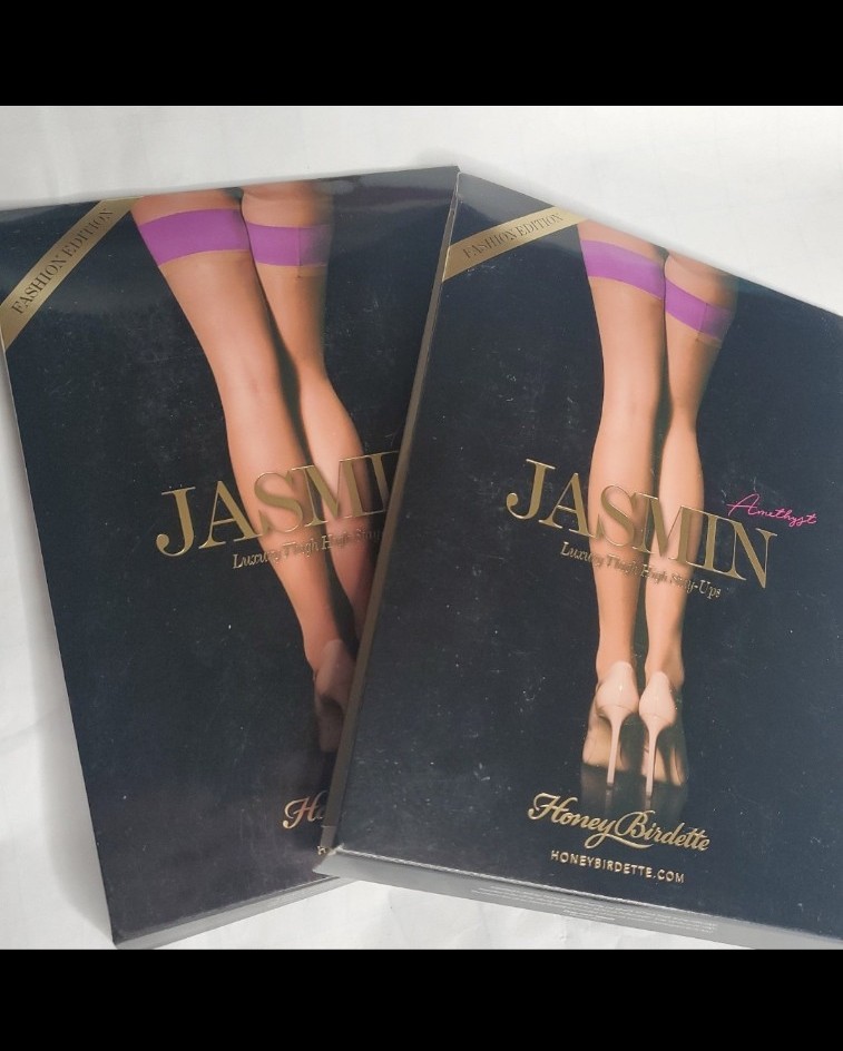 2 Pair Honey Birdette Jasmin Amethyst Purple Stockings Sz Medium