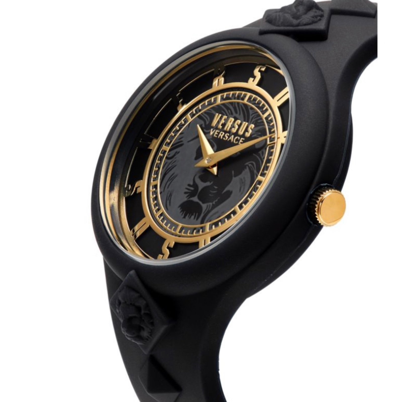 VERSACE Versus Versace Black Gold Stainless Steel Silicone Quartz Watch NWT