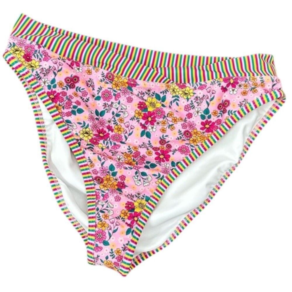 Bydee Australia Mixed Print High V-Cut Bikini Bottom Pink Size M