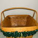 Vintage Longaberger 1998 Large Picnic Basket w/ Green Ruffle Liner Plastic liner