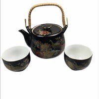 Vintage Japanese peacock tea pot and cup set