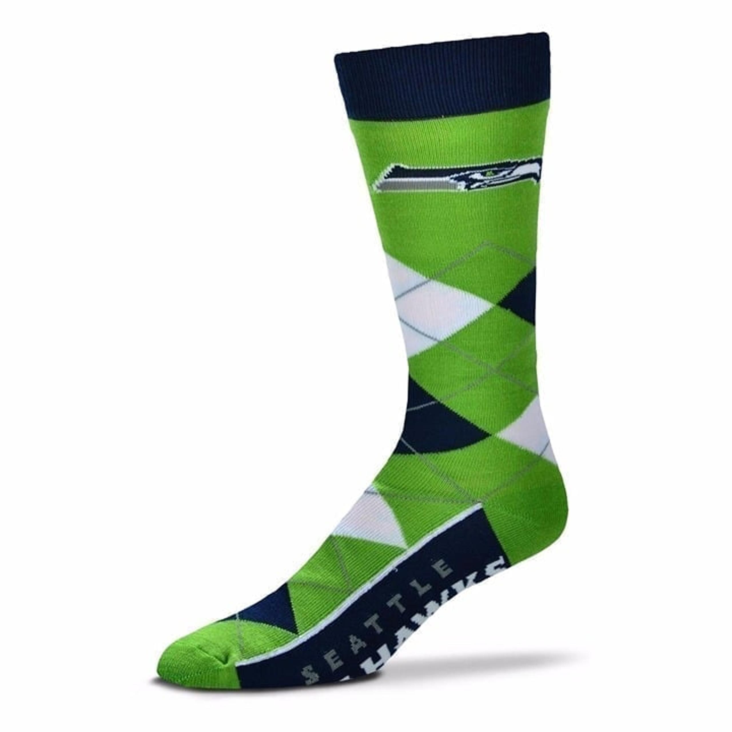 Seattle Seahawks Socks Argyle Unisex Crew Cut - One Size Fits Most