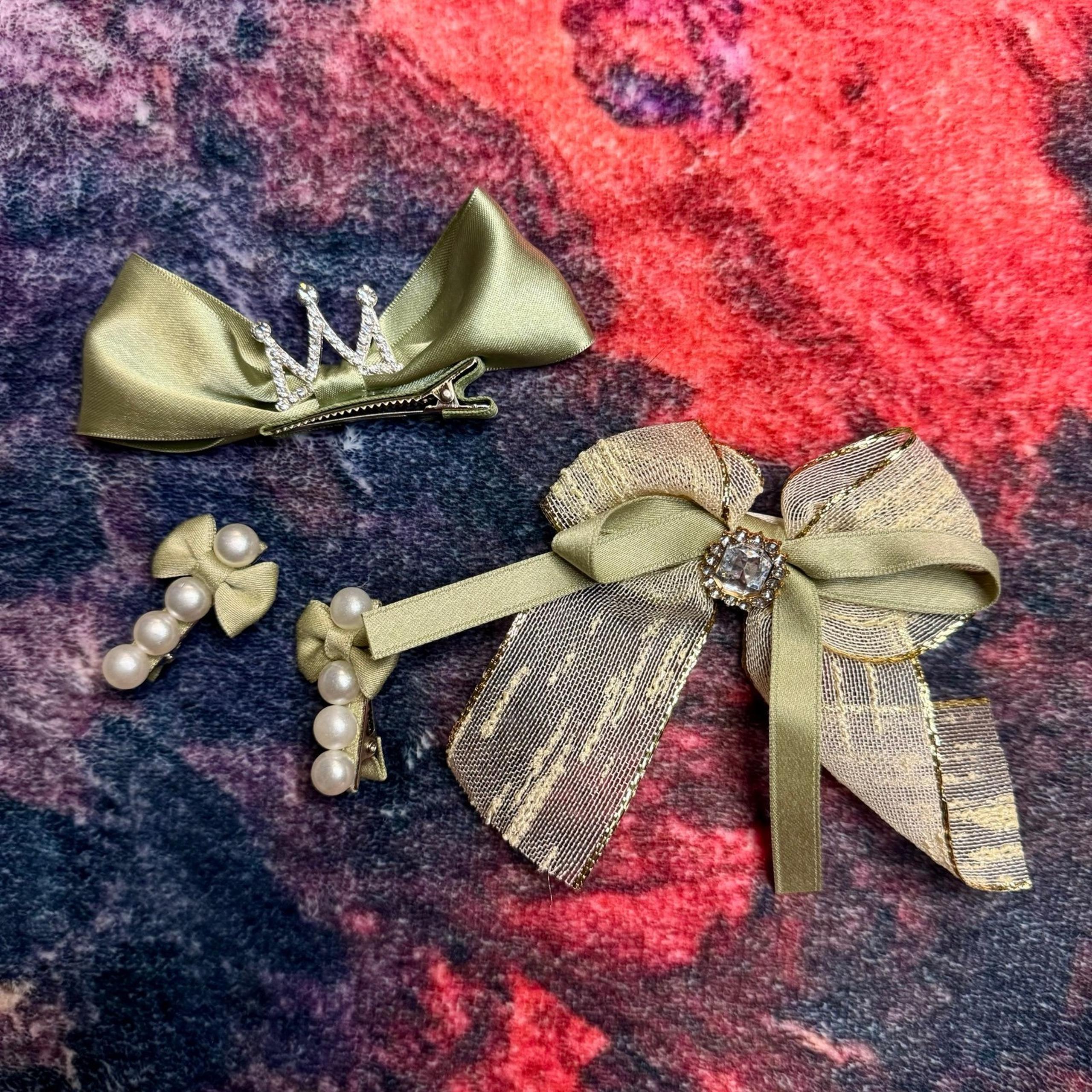 Bundle of Disney Princess Tiana Inspired Hair Bows and Accessories - NWOT