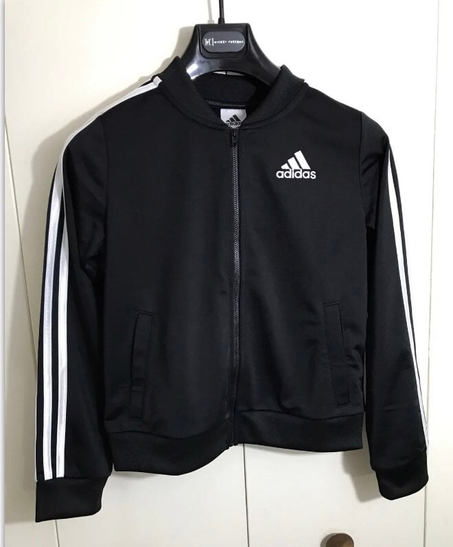 adidas Girls Athletic Sport Tricot Bomber Jacket, Black Size Large (14) Big Kids