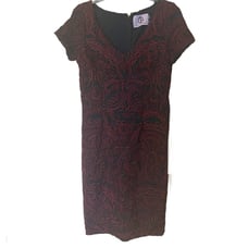 JS Collections V-Neck Blue Maroon Lace Dress Size 10 NWT
