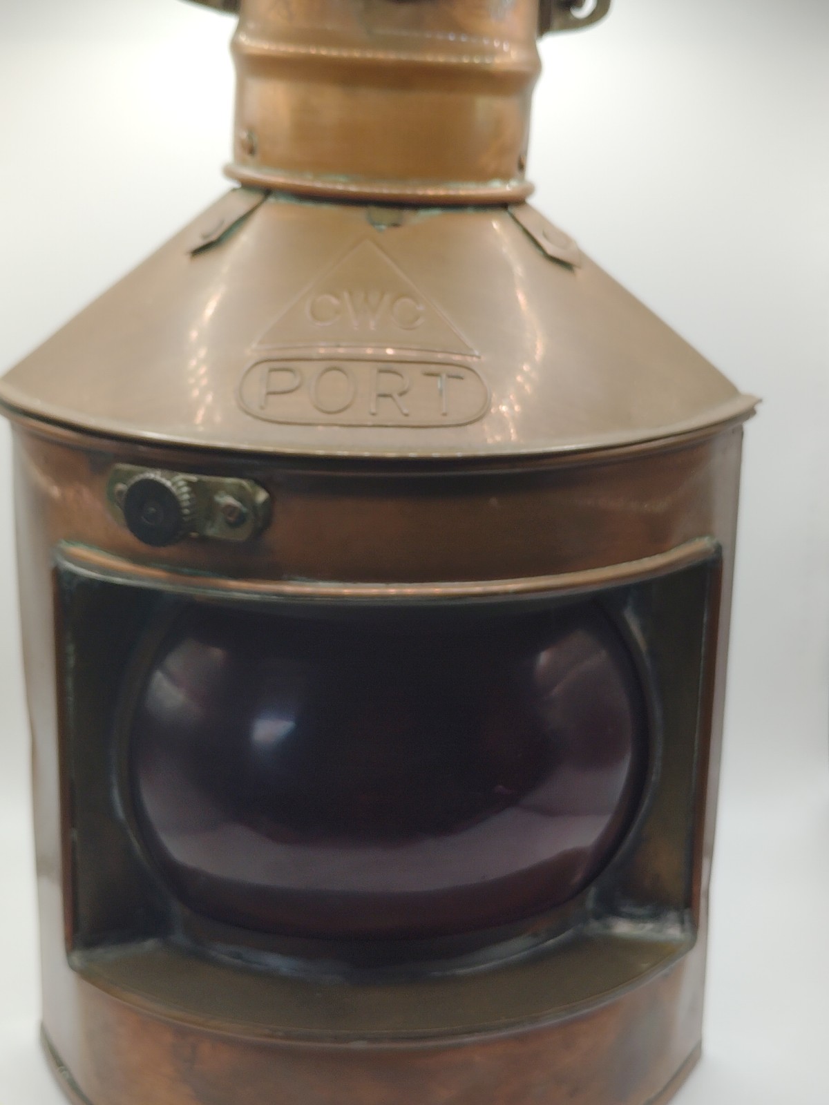 CWC PORT NAUTICAL VINTAGE RUBY RED GLASS, ON BRASS LANTERN HANGING