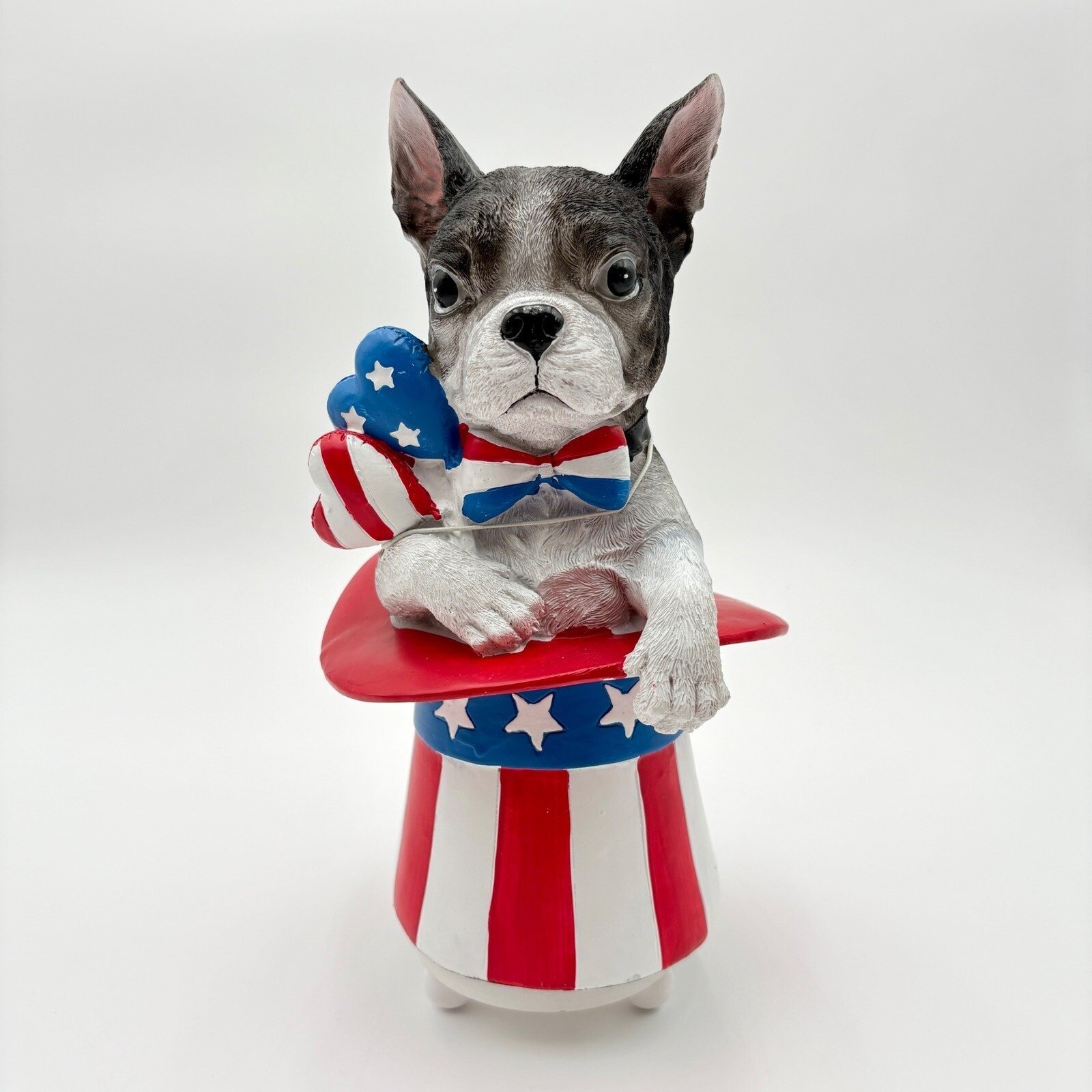 MARTHA STEWART Boston Terrier Patriotic 4th of July Dog Figurine NWT