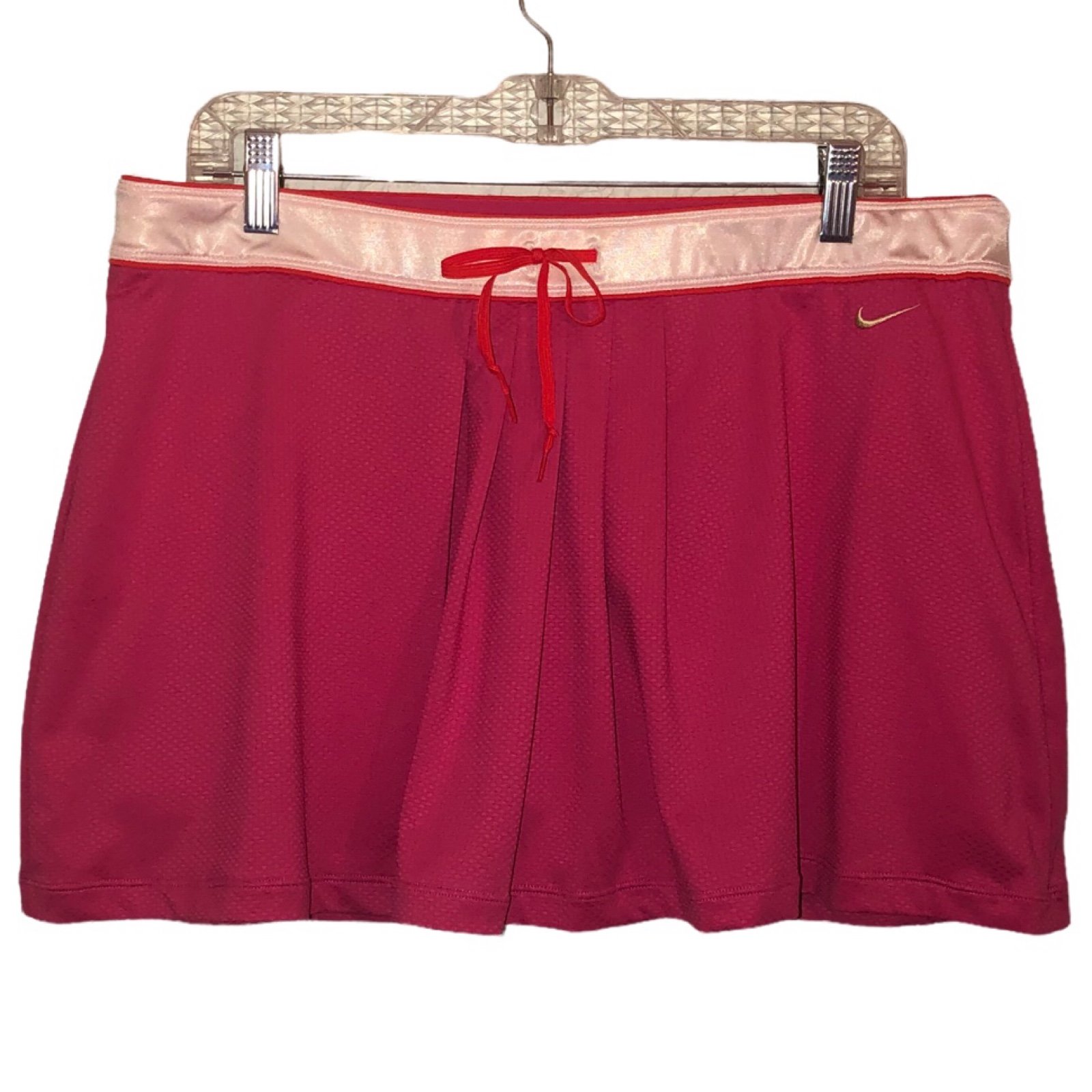 NIKE Fit Dry Sz XL Pink White Orange Elastic Drawstring Women's Tennis Skort