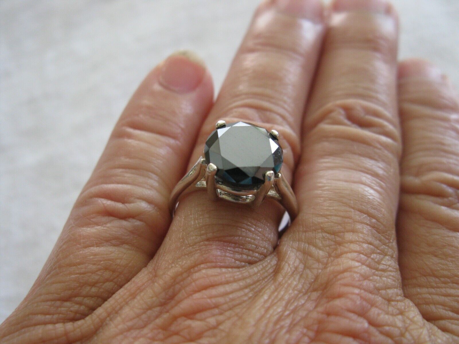 4.23ct 100% NATURAL REAL BLACK DIAMOND RING,FREE DIA TESTER, CERTIFICATE,SI ZE 5