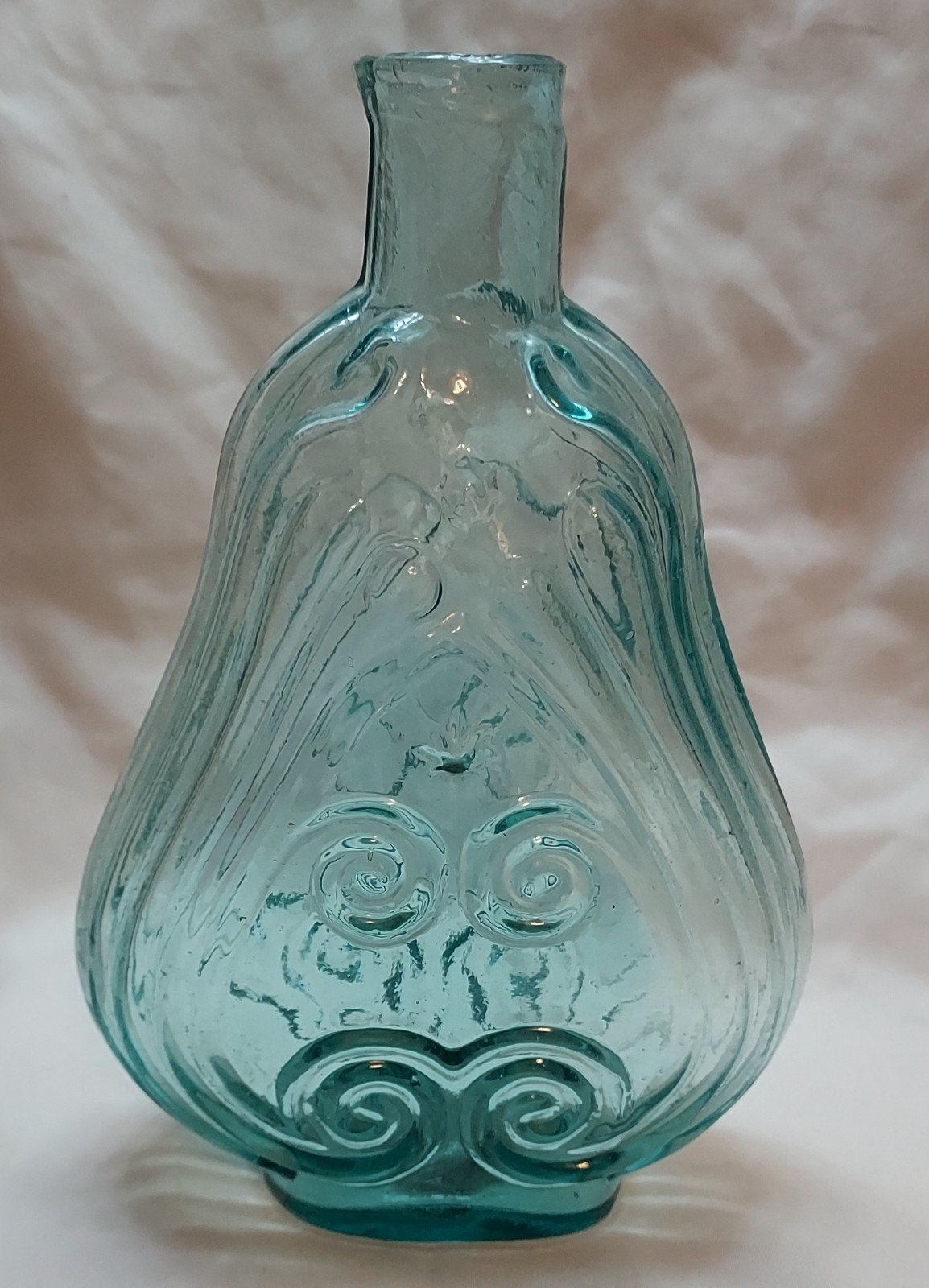 Antique Blue Scroll Flask