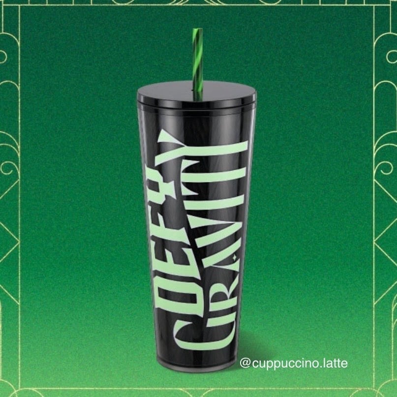 NWT Starbucks X Wicked Black Green Defy Gravity Glow in the Dark Elphaba Tumbler