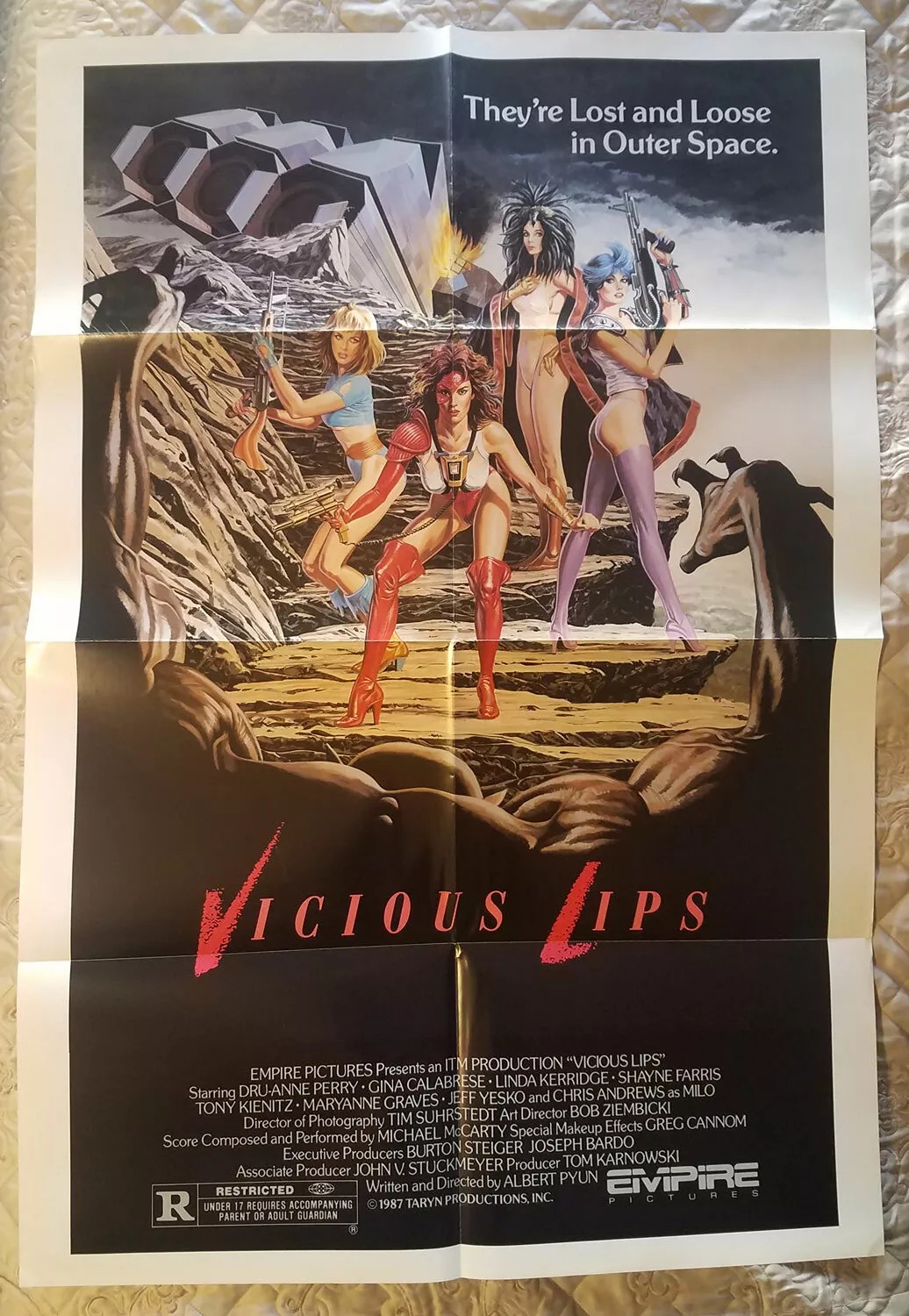 VICIOUS LIPS Original Movie Poster 1987 One Sheet Folded