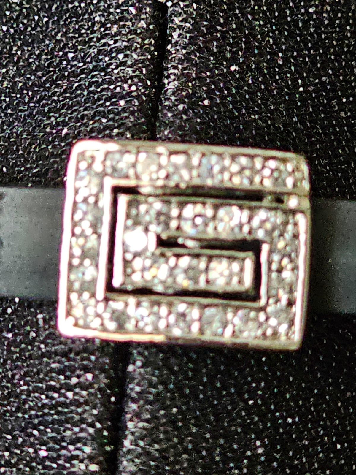 Sterling Silver stamped 925,with CRYSTALS and black band