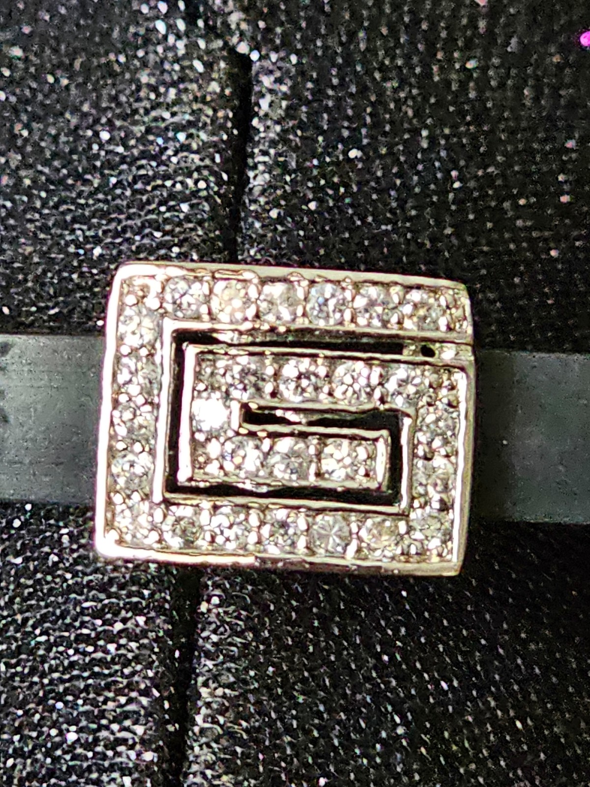 Sterling Silver stamped 925,with CRYSTALS and black band