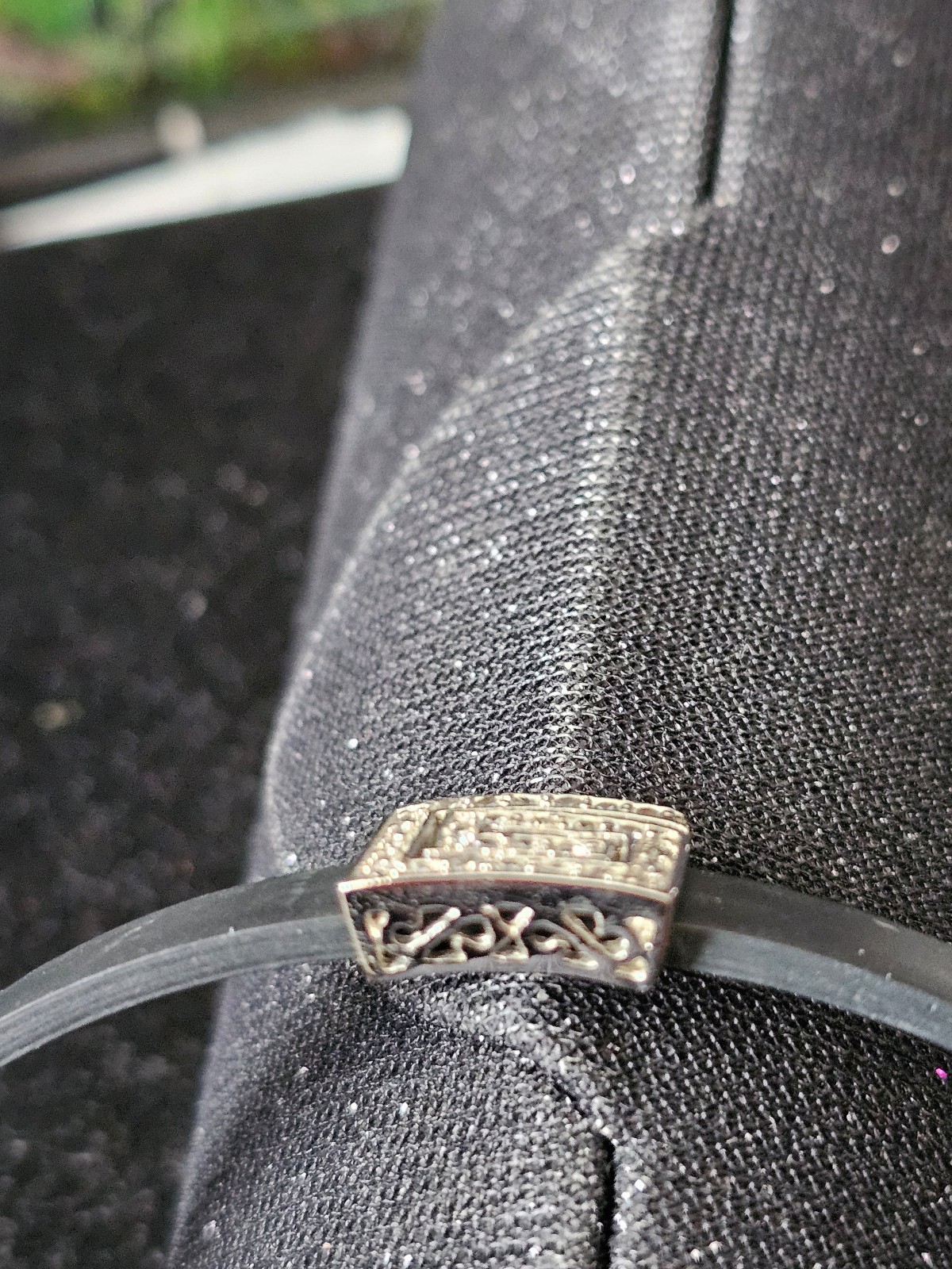 Sterling Silver stamped 925,with CRYSTALS and black band