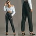 Anthropologie Avec Les Filles NWOT Black Faux Leather Joggers Petite