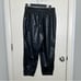 Anthropologie Avec Les Filles NWOT Black Faux Leather Joggers Petite