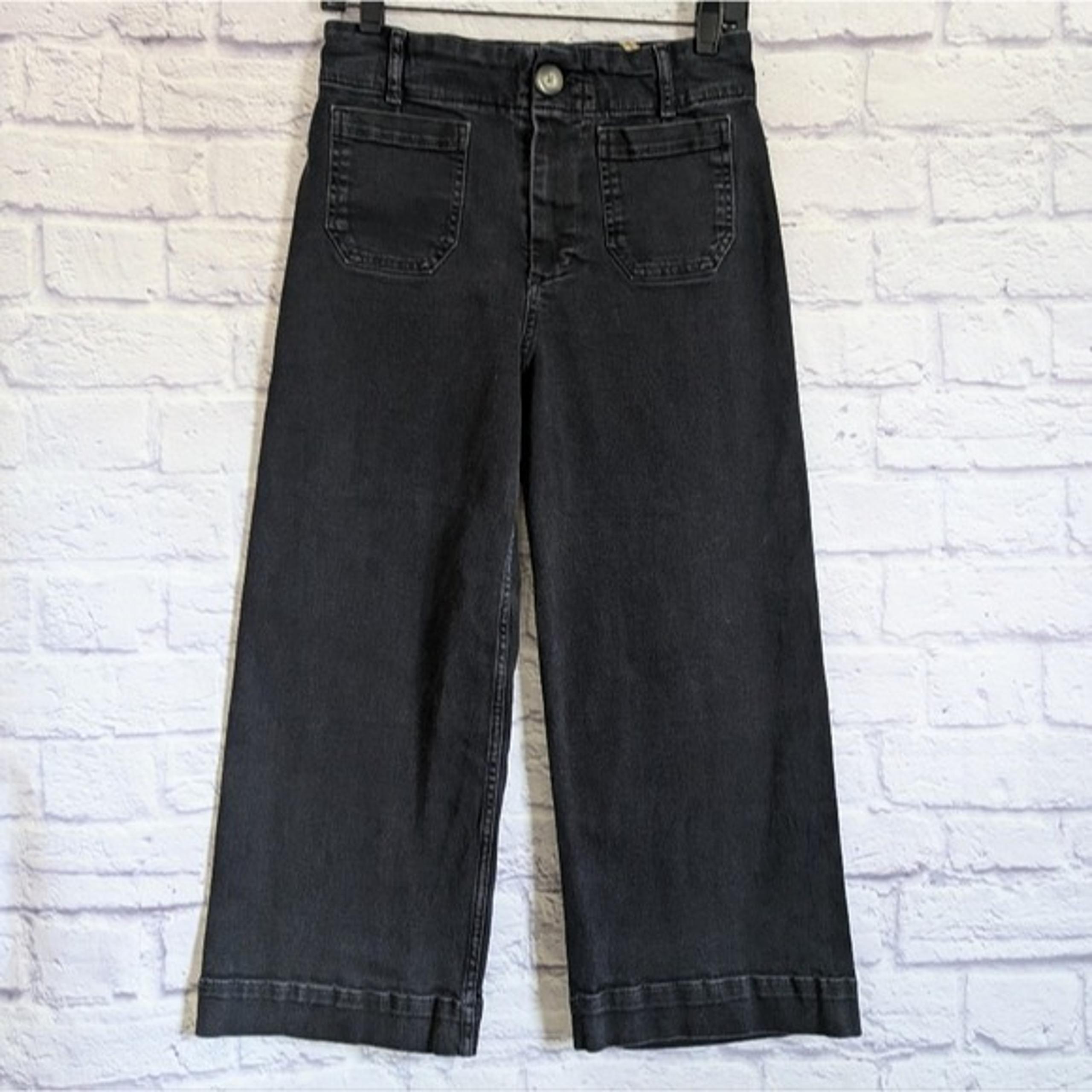 Anthropologie Maeve Colette High-Rise Crop Wide-Leg Jeans 27P Elm Black Denim