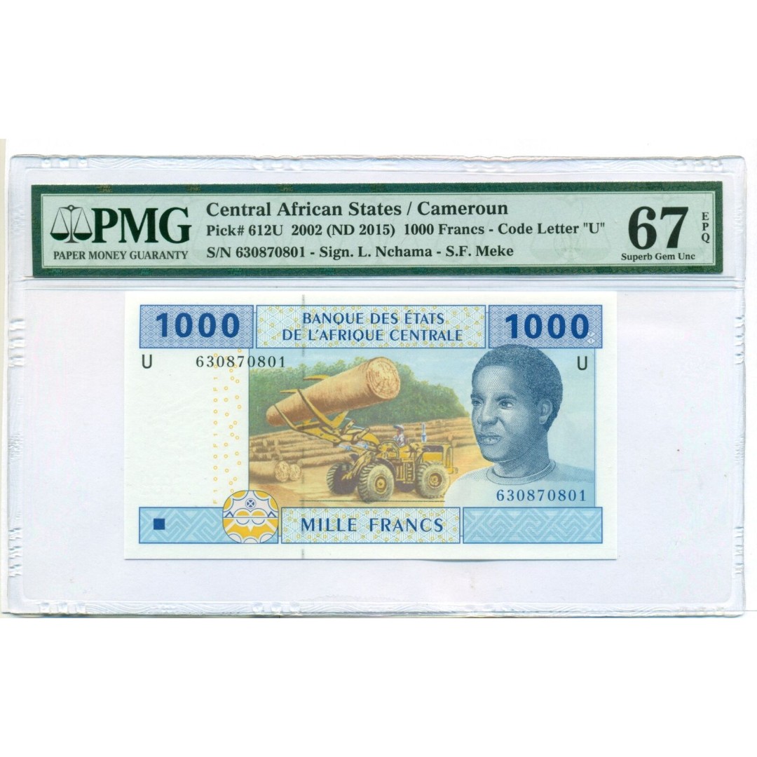 Central African States Cameroun 2015 1000 Francs Note Superb Gem Unc 67 EPQ PMG