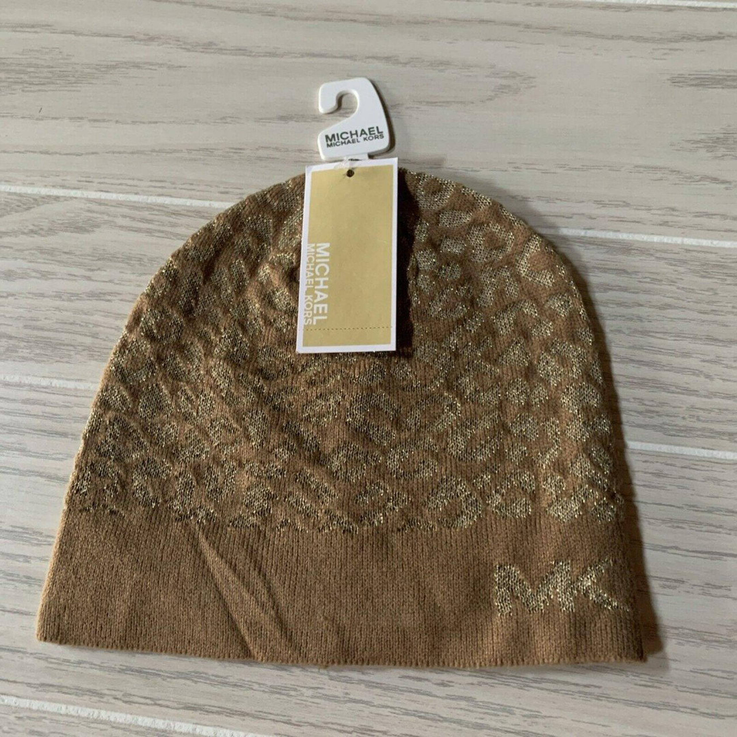 Michael Kors One Size Women's Beanie Hat Gold Tan