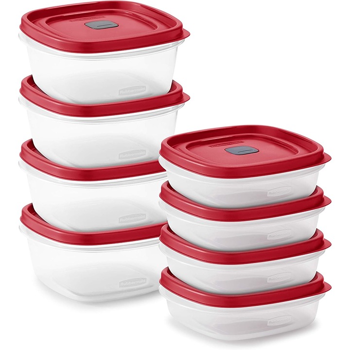 16-Piece Food Storage Set, BPA-Free Containers with Red Vented Lids, Safe Use