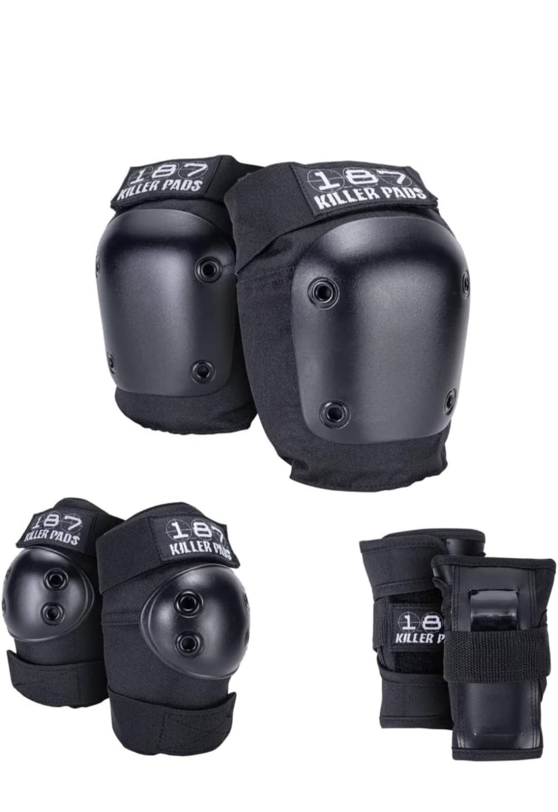 NEW 187 KILLER PADS Skateboarding Knee Pads, Elbow Pads, and Wrist Guards Black
