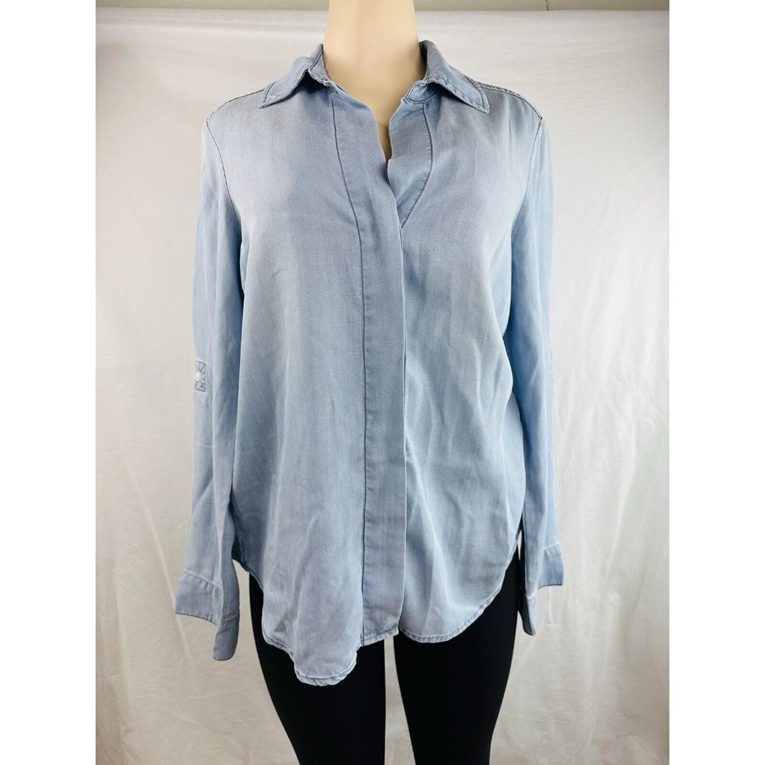 Sam Edelman Chambray Button Down Zipper Back Shirt Women's SZ M