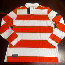 Adidas Adicross ADX LS POLO HF9087 Orange Stiped Golf Polo Shirt Adult Large NEW
