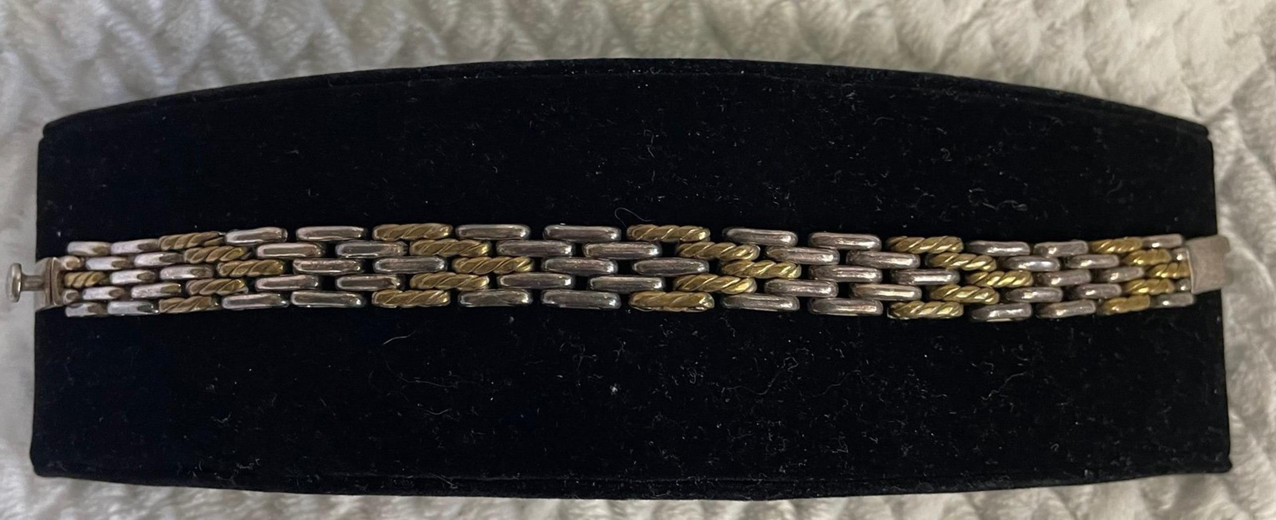 Taxco Mexico 925 Two Tone Chain Link Bracelet 42 Grams - Unisex