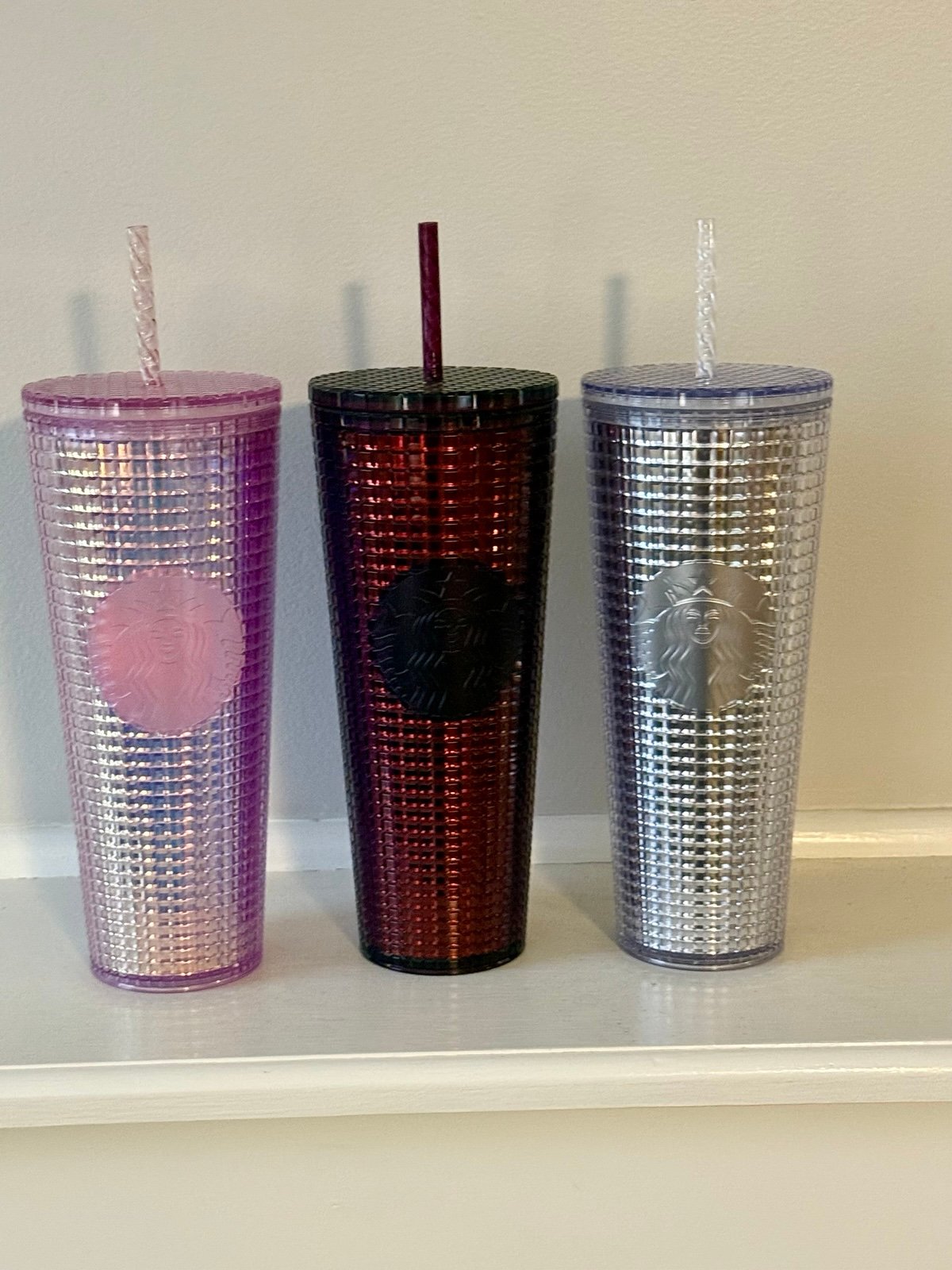 NWT 3* Starbucks Venti Grid Cold Cups