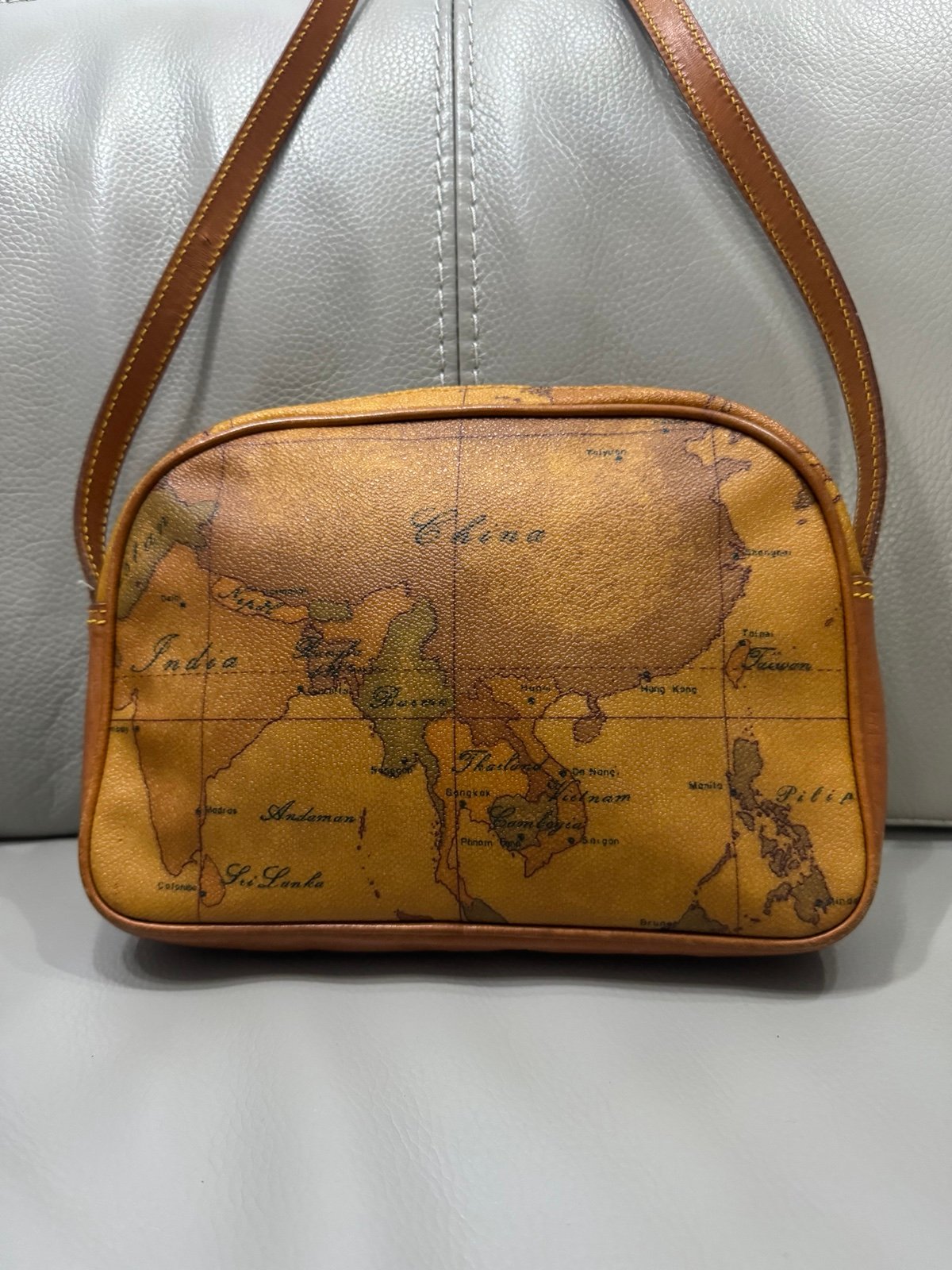 Alviero Martini 1a Classe Italian Map Crossbody Shoulder Bag Adjustable Strap