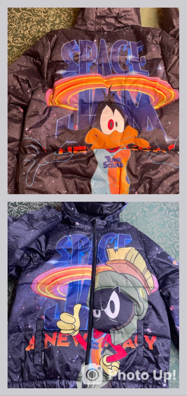 NWt 16 18 boy girl marvin the martian daffy jacket looney puffer space jam coat