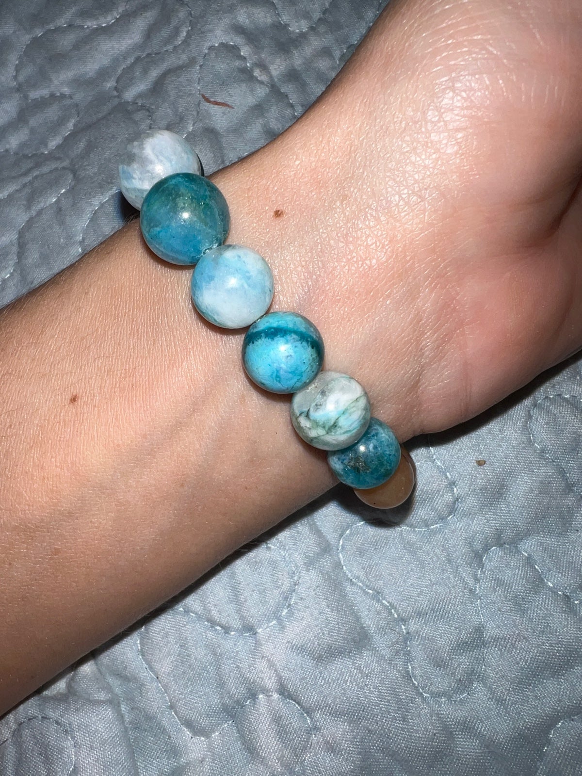 Hemimorphite and Orange Aventurine Bracelet