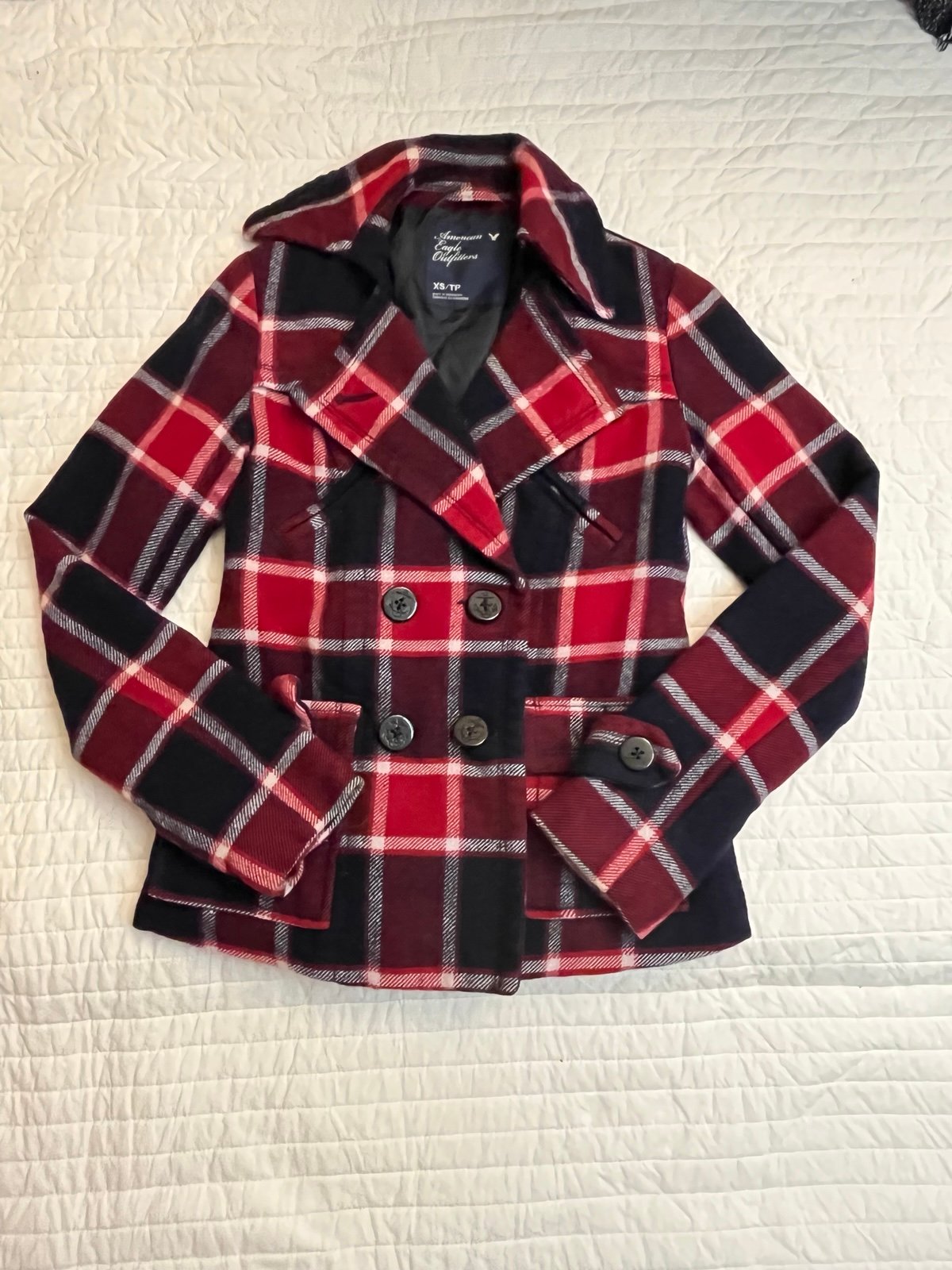 American Eagle wool plaid peacoat