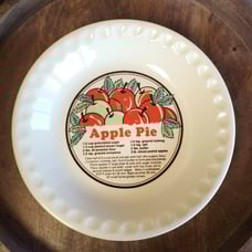 Vintage Ceramic Sunnycraft Apple Pie with Recipe Baking Dish Plate 11 Oven Safe