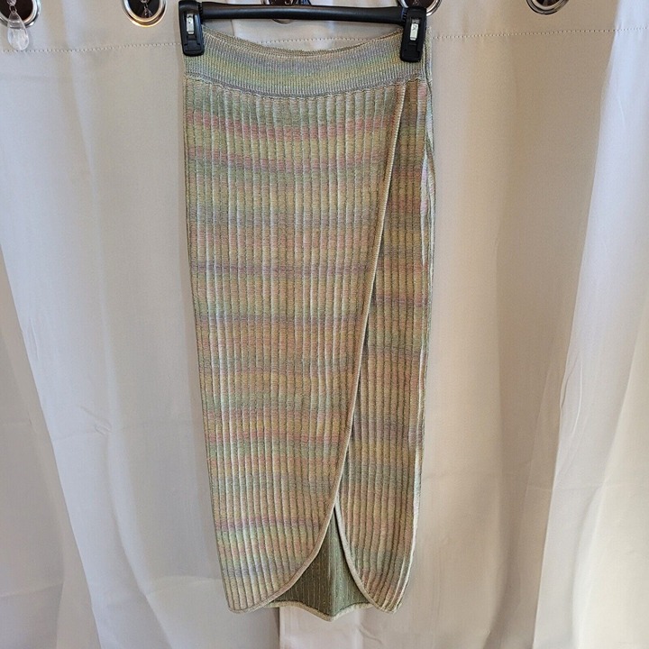 Daily Practice Anthropologie Knit Skirt Small Maxi Split Ribbed Rainbow 17225