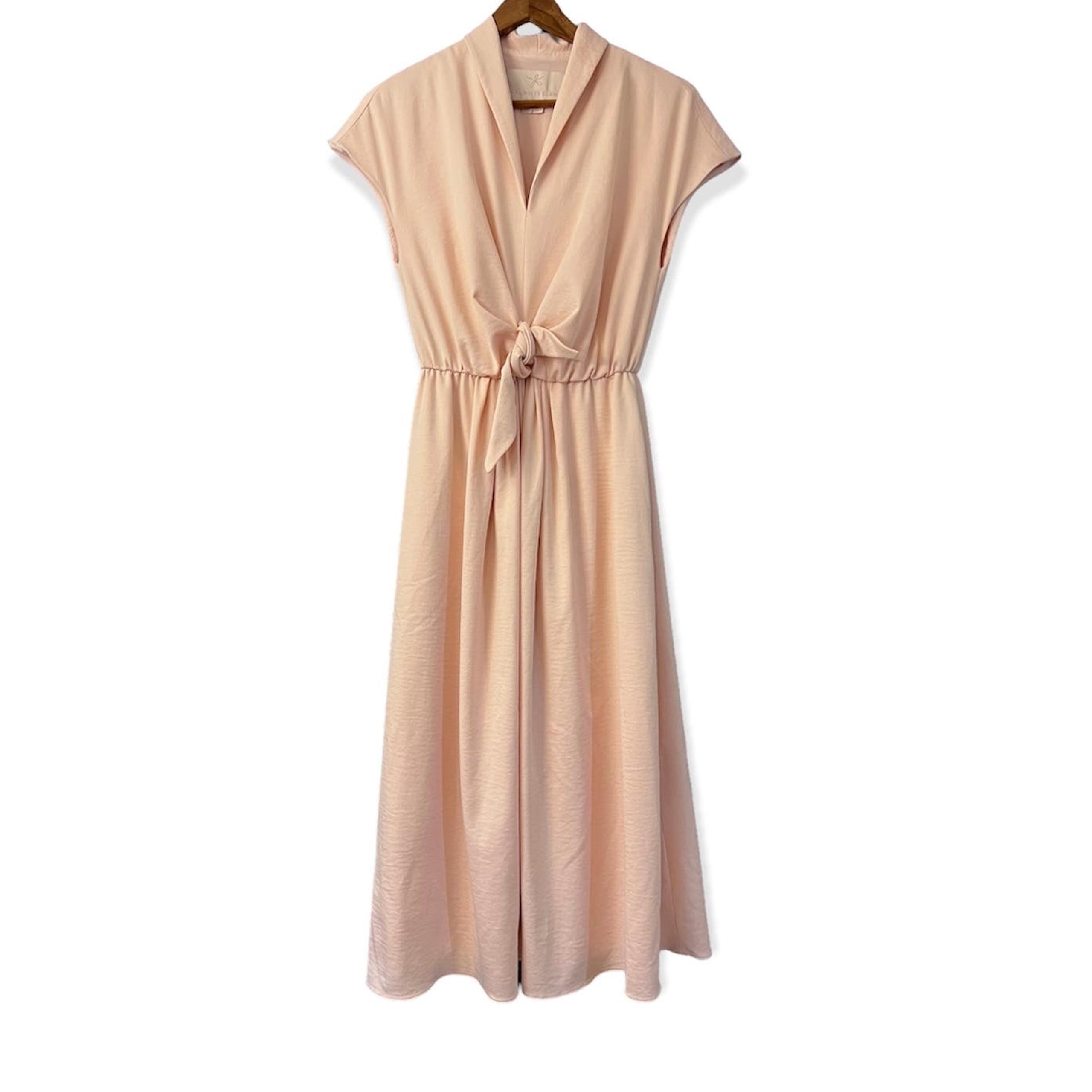 Gal Meets Glam Margie tie waist pink midi dress size 2