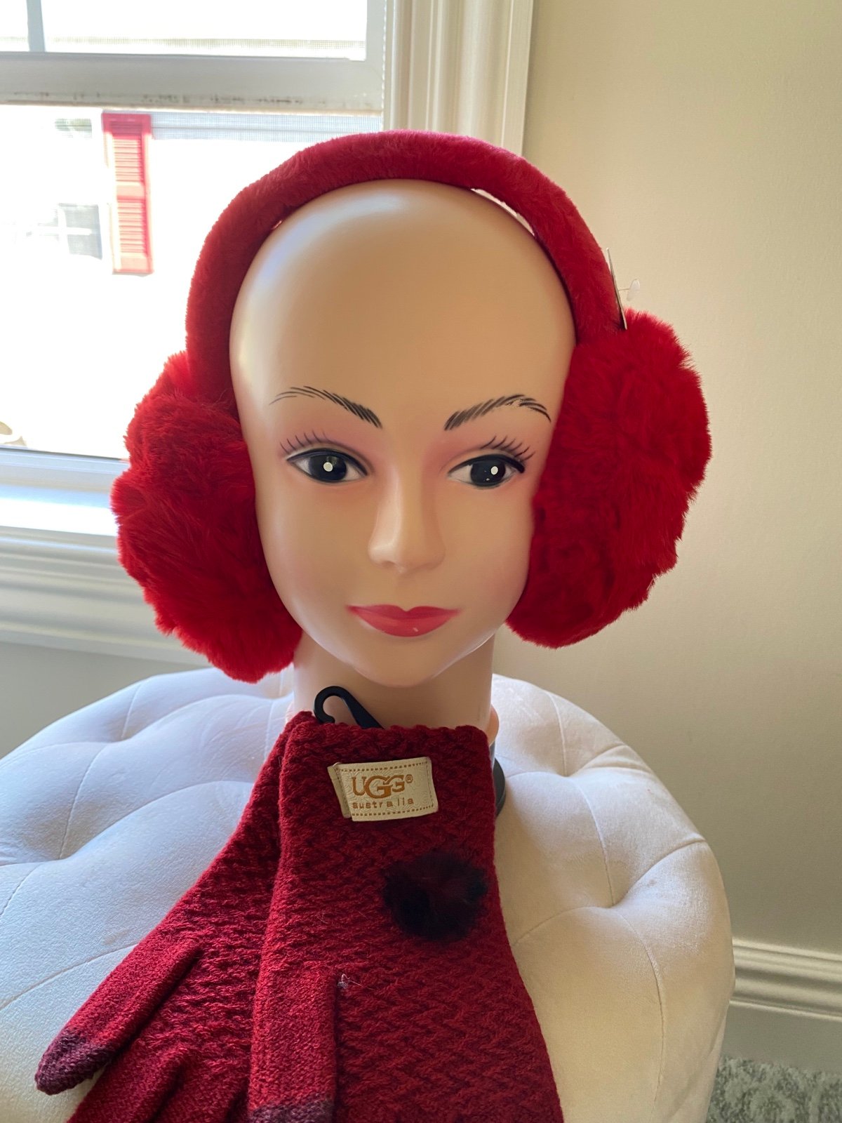 UGG Australia Red Ear Muffs & Tech Glove Set