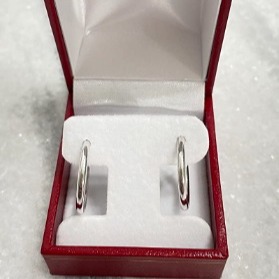 14k White Gold Classic Round Hoop Earrings