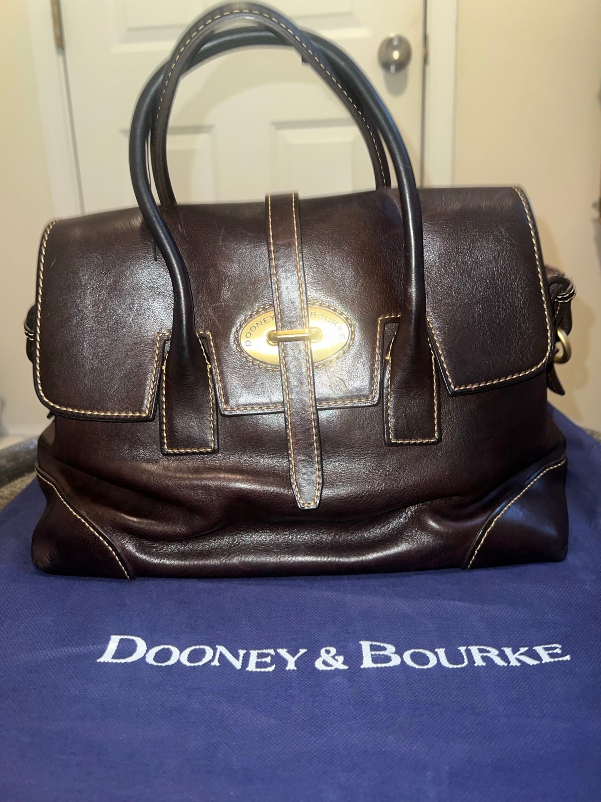 Dark Brown Leather Dooney and Bourke Medium Satchel