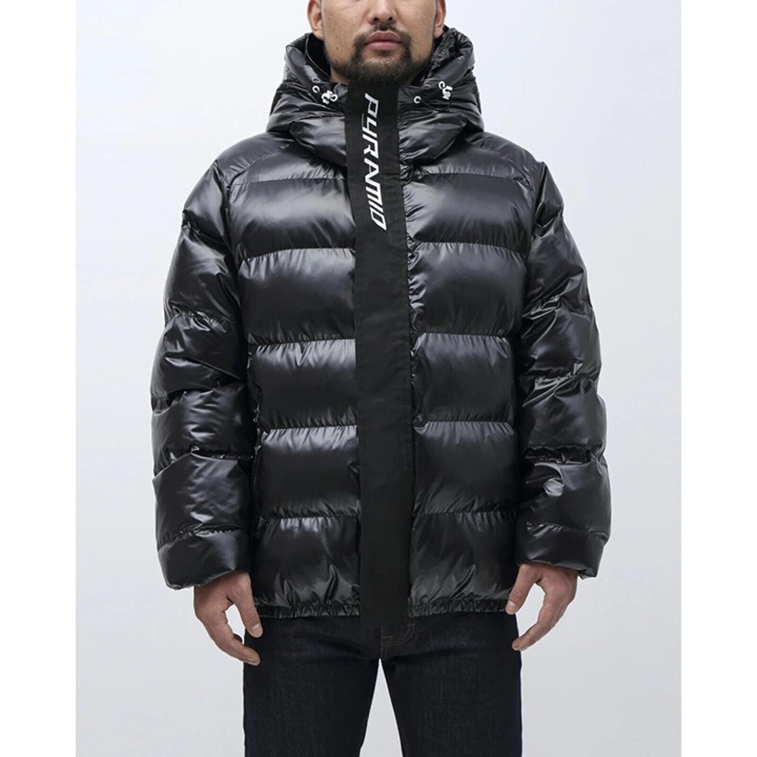 EUC Black Pyramid Chris Brown Mens Placket Puffy Street wear black Jacke Large