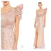 NWT MAC DUGGAL Apricot Sequin Embellished Puff One Shoulder Maxi Gown Women’s
