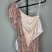 NWT MAC DUGGAL Apricot Sequin Embellished Puff One Shoulder Maxi Gown Women’s